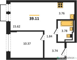 Планировка однокомнатной(квартира) площадью 39.11 квадратных метров в “ЖК Рублевский Квартал”
