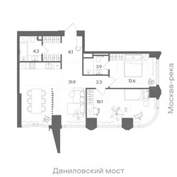 Планировка двухкомнатной(квартира) площадью 81.2 квадратных метров в ЖК “ЖК СТОУН Блик”