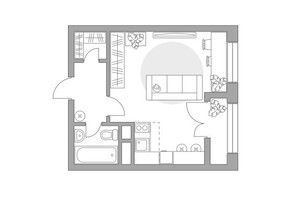 Планировка студии(квартира) площадью 31.92 квадратных метров в “ЖК Пехра”