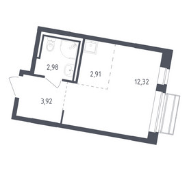 Планировка студии(квартира) площадью 21.9 квадратных метров в ЖК “ЖК Рублевский Квартал”
