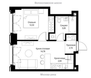 Планировка однокомнатной(квартира) площадью 36.3 квадратных метров в ЖК “ЖК City bay (Сити Бэй)”
