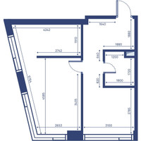 Планировка однокомнатной(квартира) площадью 43 квадратных метров в “ЖК Свет”