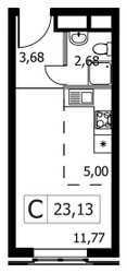 Планировка студии(квартира) площадью 23.13 квадратных метров в ЖК “ЖК Городские Истории”