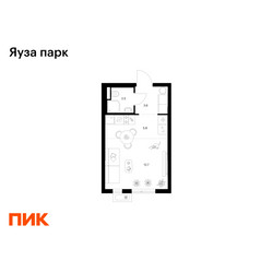 Планировка студии(квартира) площадью 24.7 квадратных метров в ЖК “ЖК Яуза Парк (Мытищи)”