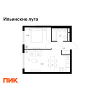 Планировка однокомнатной(квартира) площадью 36.1 квадратных метров в “ЖК Ильинские луга”