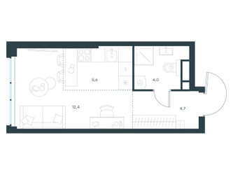 Планировка студии(квартира) площадью 26.8 квадратных метров в ЖК “ЖК Левел Мичуринский”
