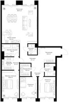 Планировка трехкомнатной(квартира) площадью 159 квадратных метров в “Клубный дом Опус”