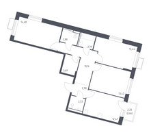Планировка трехкомнатной(квартира) площадью 79.1 квадратных метров в “ЖК Молжаниново”