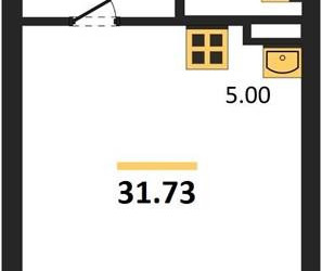 Планировка студии(квартира) площадью 31.73 квадратных метров в ЖК “ЖК Егорово Парк”