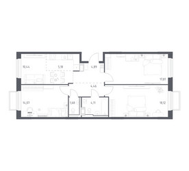 Планировка трехкомнатной(квартира) площадью 80.76 квадратных метров в ЖК “ЖК Томилино Парк”