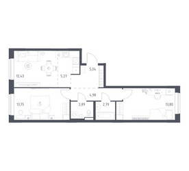 Планировка двухкомнатной(квартира) площадью 60.95 квадратных метров в ЖК “ЖК Новое Видное”