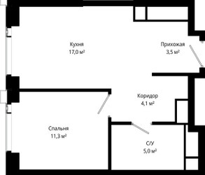 Планировка однокомнатной(квартира) площадью 40.9 квадратных метров в ЖК “ЖК Сити Бэй”