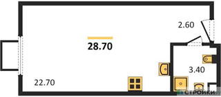 Планировка студии(квартира) площадью 28.2 квадратных метров в “ЖК Парксайд”