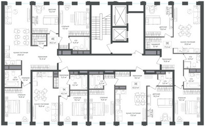 Планировка трехкомнатной(квартира) площадью 95.3 квадратных метров в ЖК “ЖК Семеновский парк 2”