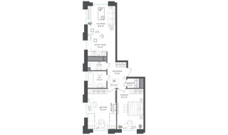 Планировка трехкомнатной(квартира) площадью 67.4 квадратных метров в “ЖК Михалковский”