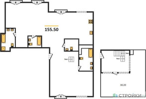 Планировка трехкомнатной(квартира) площадью 155.5 квадратных метров в “ЖК Дом Достижение”