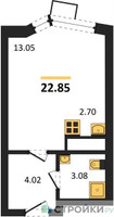 Планировка студии(квартира) площадью 22.85 квадратных метров в “ЖК Новотомилино”