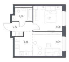 Планировка однокомнатной(квартира) площадью 38.24 квадратных метров в “ЖК Новое Видное”