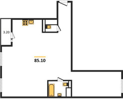 Планировка трехкомнатной(квартира) площадью 85.1 квадратных метров в “ЖК Настроение”