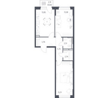 Планировка двухкомнатной(квартира) площадью 57.8 квадратных метров в “ЖК Новое Видное”
