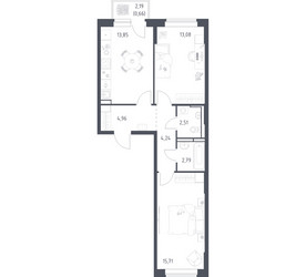 Планировка двухкомнатной(квартира) площадью 57.8 квадратных метров в ЖК “ЖК Новое Видное”