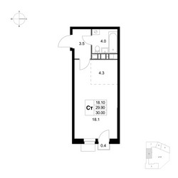Планировка студии(квартира) площадью 30 квадратных метров в ЖК “ЖК Легенда Марусино”