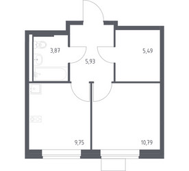 Планировка однокомнатной(квартира) площадью 35.83 квадратных метров в ЖК “ЖК Подольские кварталы”