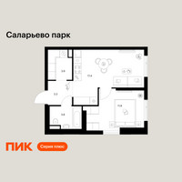 Планировка однокомнатной(квартира) площадью 40.2 квадратных метров в “ЖК Саларьево парк”