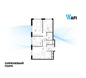 Планировка трехкомнатной(квартира) площадью 71.3 квадратных метров в ЖК “ЖК Сиреневый парк”