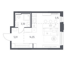 Планировка студии(квартира) площадью 27.51 квадратных метров в “ЖК Квартал Строгино”