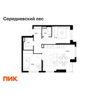 Планировка двухкомнатной(квартира) площадью 59.3 квадратных метров в “ЖК Середневский лес”