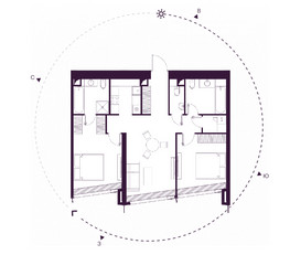 Планировка двухкомнатной(квартира) площадью 80.66 квадратных метров в ЖК “ЖК Дом Дау”