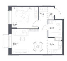 Планировка однокомнатной(квартира) площадью 40.38 квадратных метров в “ЖК Томилино Парк”