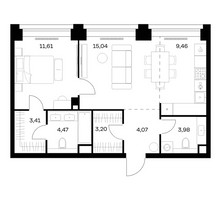 Планировка однокомнатной(квартира) площадью 55.24 квадратных метров в “ЖК НОВА”