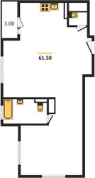 Планировка двухкомнатной(квартира) площадью 61.5 квадратных метров в ЖК “ЖК Настроение”
