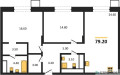 Планировка двухкомнатной(квартира) площадью 79.2 квадратных метров в “ЖК Резиденции Сколково”