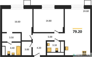 Планировка двухкомнатной(квартира) площадью 79.2 квадратных метров в “ЖК Резиденции Сколково”