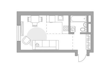 Планировка студии(квартира) площадью 28.59 квадратных метров в ЖК “ЖК Живописный”