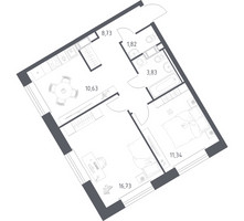 Планировка двухкомнатной(квартира) площадью 53.08 квадратных метров в “ЖК ЭкоБунино (Южное Бунино)”