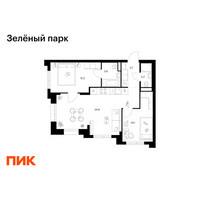 Планировка двухкомнатной(квартира) площадью 56.7 квадратных метров в “ЖК Зеленый парк”