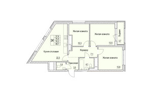 Планировка трехкомнатной(квартира) площадью 78.3 квадратных метров в “ЖК Отрадный”
