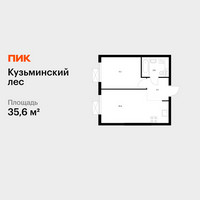 Планировка однокомнатной(квартира) площадью 35.6 квадратных метров в “ЖК Кузьминский лес”