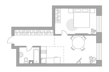 Планировка однокомнатной(квартира) площадью 54.04 квадратных метров в ЖК “ЖК Павелецкая от Гранель”