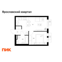 Планировка однокомнатной(квартира) площадью 32.4 квадратных метров в “Ярославский квартал”