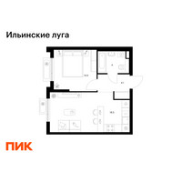 Планировка однокомнатной(квартира) площадью 37.1 квадратных метров в “ЖК Ильинские луга”