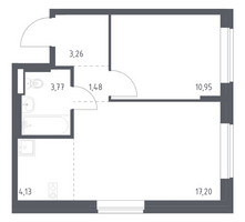 Планировка однокомнатной(квартира) площадью 40.79 квадратных метров в “ЖК Подольские кварталы”