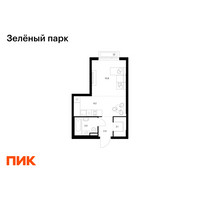 Планировка студии(квартира) площадью 28 квадратных метров в “ЖК Зеленый парк”