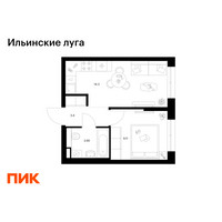 Планировка однокомнатной(квартира) площадью 30.47 квадратных метров в “ЖК Ильинские луга”