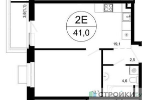 Планировка однокомнатной(квартира) площадью 41 квадратных метров в “ЖК Одинцовские кварталы”