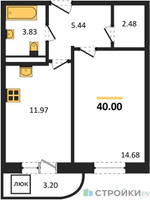 Планировка однокомнатной(квартира) площадью 40 квадратных метров в “Ласточкино”